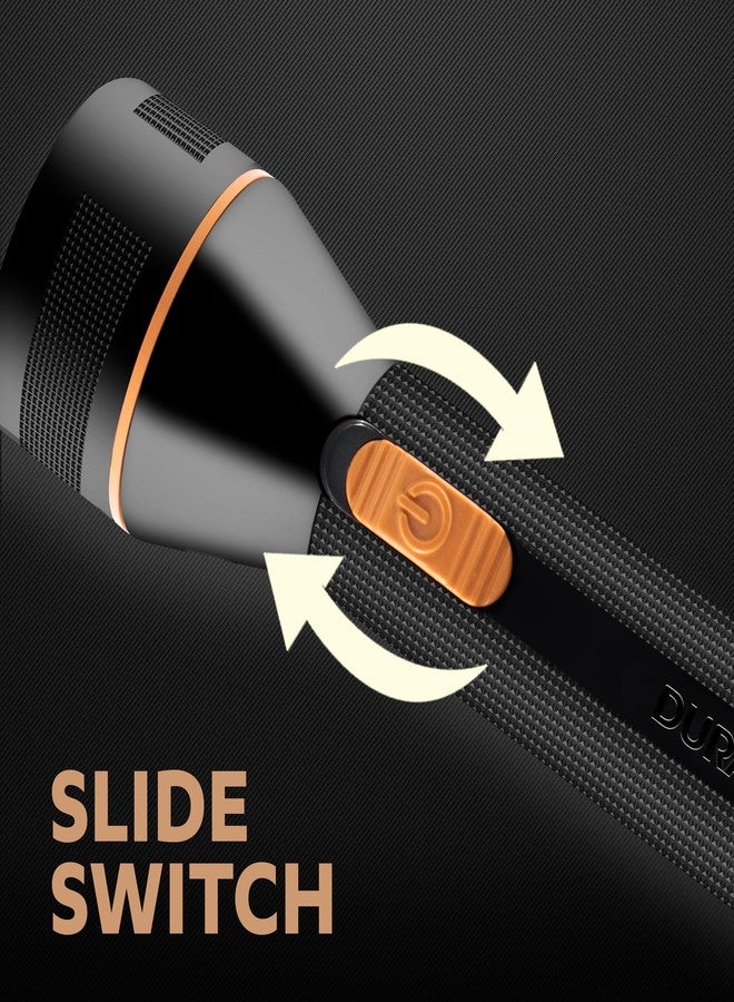 دوراسيل مصباح يدوي LED من دوراسيل، فائق السطوع، 6000 لوكس، تصميم خفيف الوزن وسهل الحمل، عاكس كبير، للاستخدام اليومي، يعمل ببطاريتين AA مجاناً، أسود - Image 4